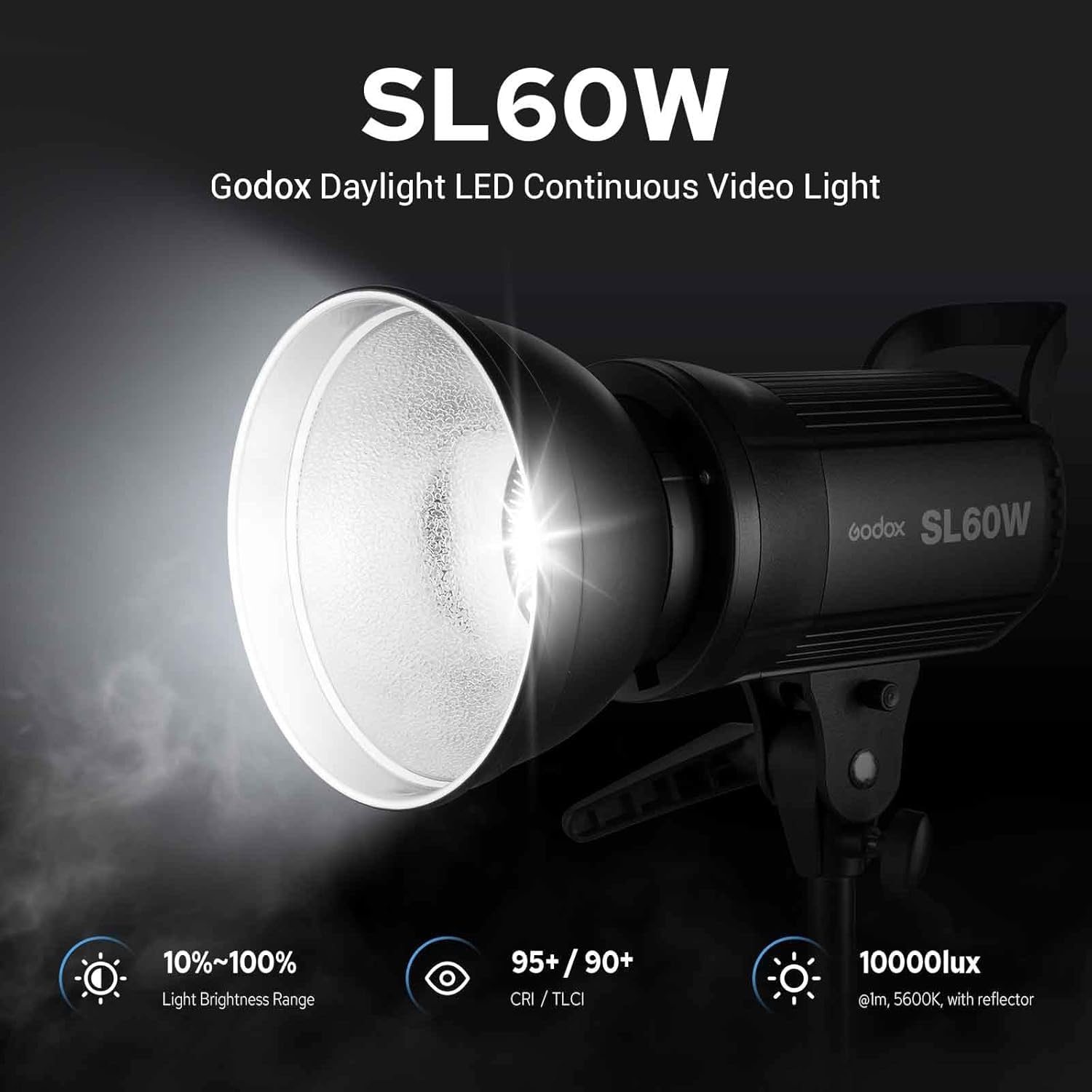Godox SL-60W Luz de Estudio LED de 60W, iluminación LED Continua de 5600K con Soporte Bowens para Uso en Exteriores, cámaras réflex Digitales de Lente única DSLR