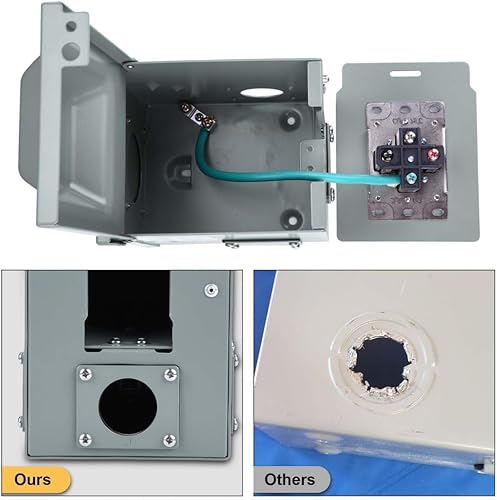Miniatura 7 de Caja de salida de 50 amperios, cerrada y con cerradura de 125 V250 V Nema 14-50R, enchufe resistente a la intemperie de 30 amperios para caravana,