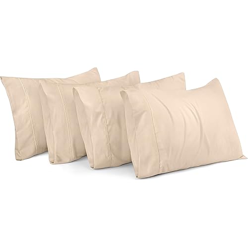 Utopia Bedding King Pillow Cases - 4 Pack - Envelope Closure - Soft Brushed Microfiber Fabric - Shrinkage and Fade Resistant Pillow Covers King Size 20 X 40 Inches (King, Beige)