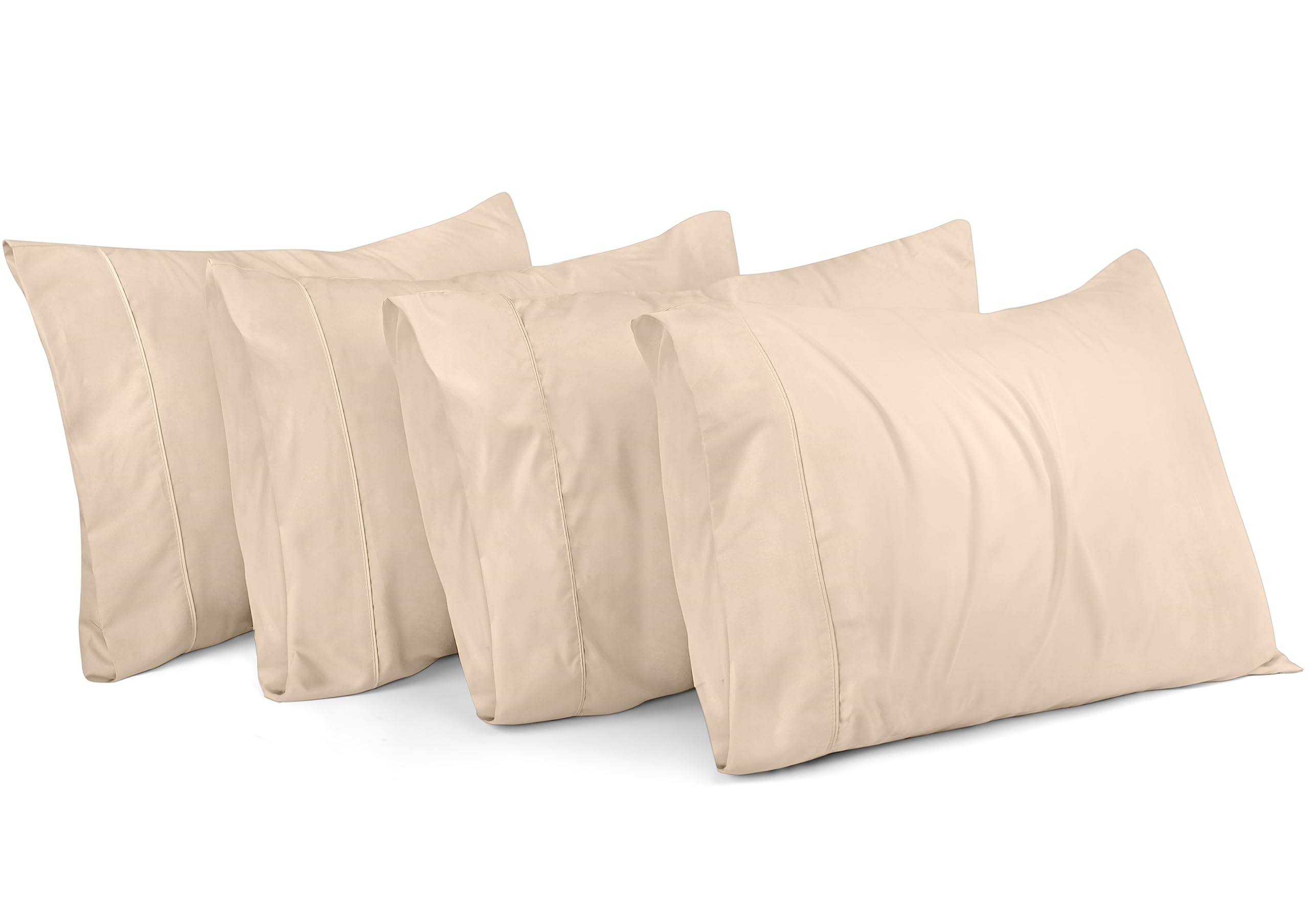 Utopia Bedding King Pillow Cases - 4 Pack - Envelope Closure - Soft Brushed Microfiber Fabric - Shrinkage and Fade Resistant Pillow Covers King Size 20 X 40 Inches (King, Beige)