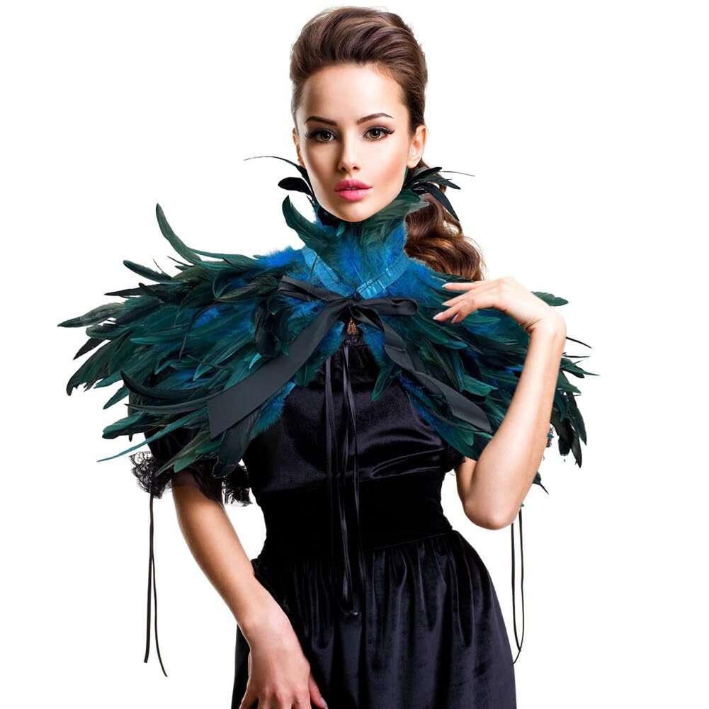 Federkragen Schwarz Für Damen - Black Swan/Raben Kostüm, Gothic Federschulter Für Karneval, Cosplay, Partys (ca. 82 Cm)