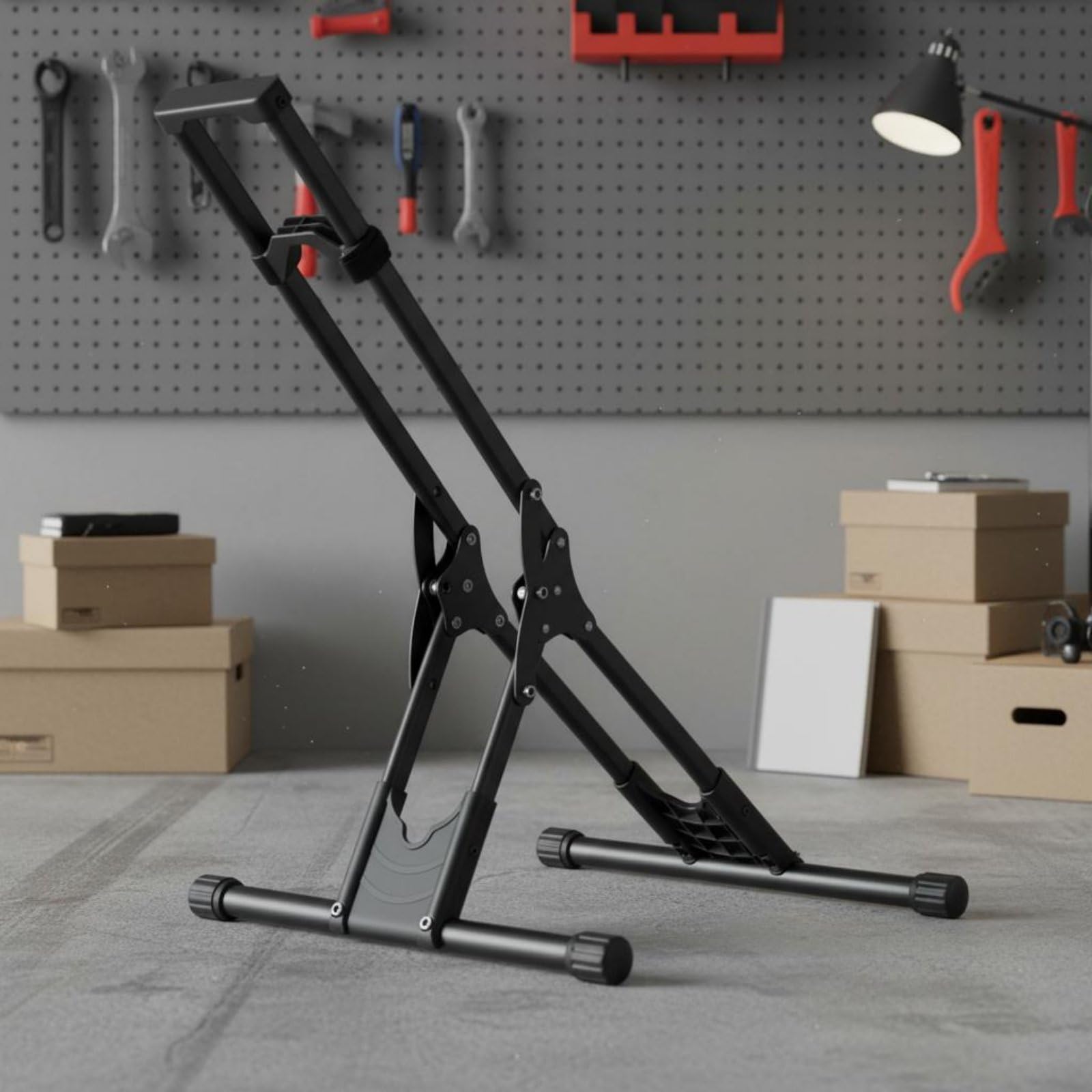 Cavalletto Bicicletta Portabici Esposizione Riparazione Stoccaggio Struttura Pieghevole in Acciaio al Carbonio con Base Ampia E Appoggio Sicuro Adatto a Garage Casa Negozio Viaggio