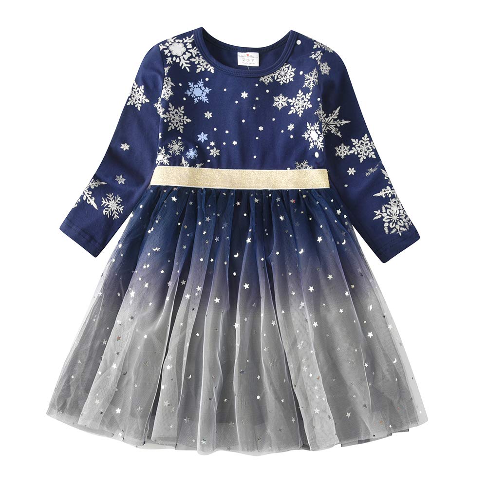 DXTON Mädchen Kleid Einhorn Gedruckt Herbst Winter Prinzessin Freizeit Knielang Langarm Kleid Gr. 90-130