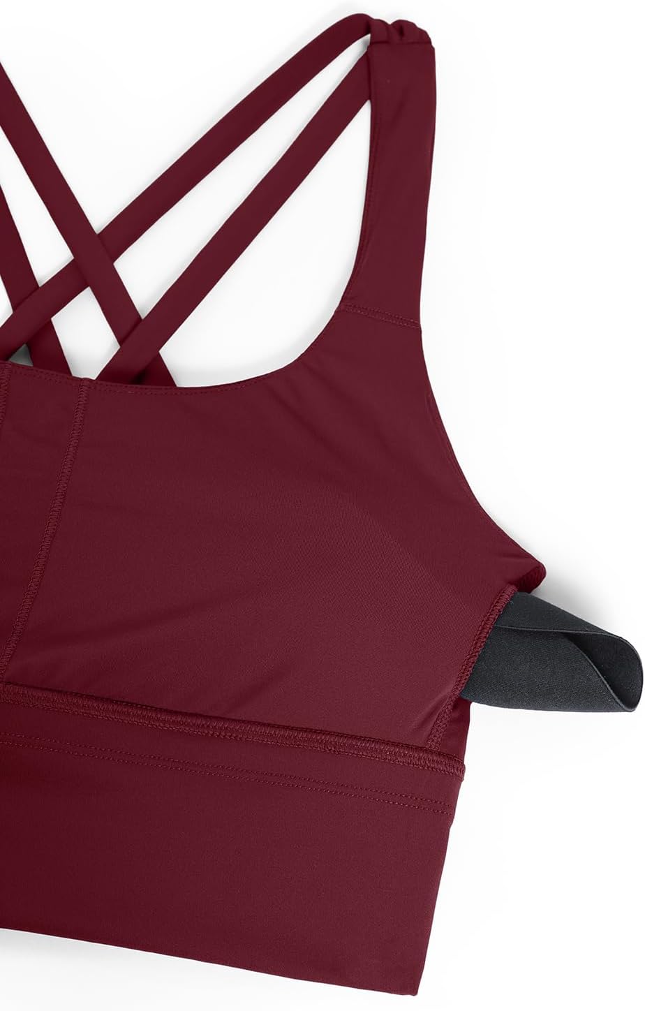 CRZ YOGA Naked Feeling Strappy Longline Sports Bras for Women - Medium Impact Criss Cross Yoga Padded Workout Crop Top - Image 5