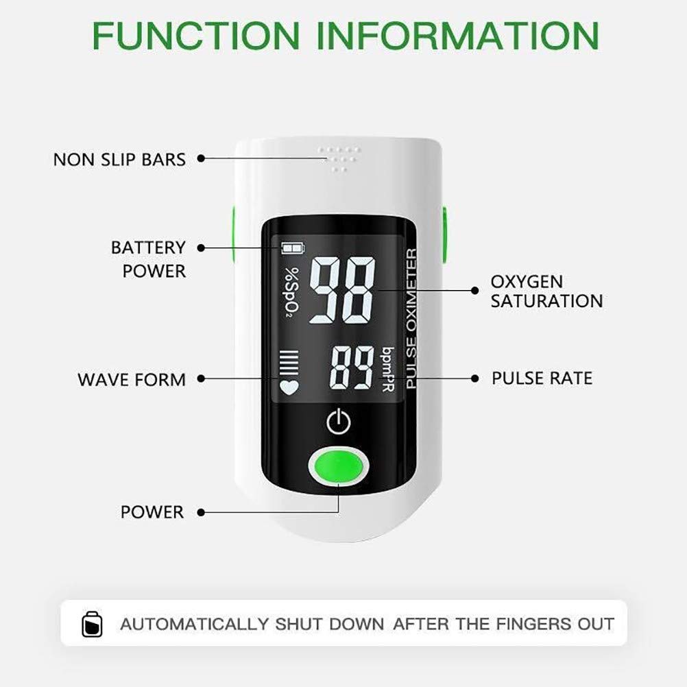 Pulsossimetro da Dito,Portatile Saturimetro con Display LED Ossigeno Saturimetro Monitoraggio Cardiofrequenza per Saturazione di Ossigeno e Frequenza del Polso