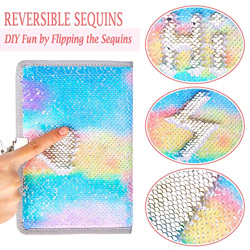 Mhjy Unicorn Notebook Sequin Secret Diary With Lock,Reversible Mermaid Sequin Notebook Private Journal Magic Travel Journal Unicorn Notebook For Adults And Kids #TOP2