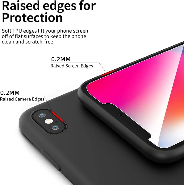 NEW'C iPhone X & iPhone Xs Silicone Case Ultra Thin Black & 2× Tempered Glass for iPhone X & iPhone Xs, Screen Protector - 2