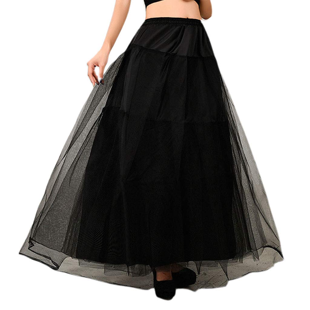 KONIEEJN 3-layer Hard Net Soft Support no Hoop Wedding Dress Fluffy Petticoat Bridal Wedding Lining Skirt Ladies Women Slip Skirts Black