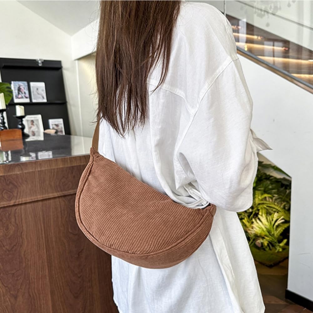 Aucuu Borsa a Tracolla in Nylon, Borsa a Tracolla a Mezzaluna da Donna, Borsa a Spalla con Tracolla Regolabile, Messenger Crossbody Bag per Shopping Viaggio