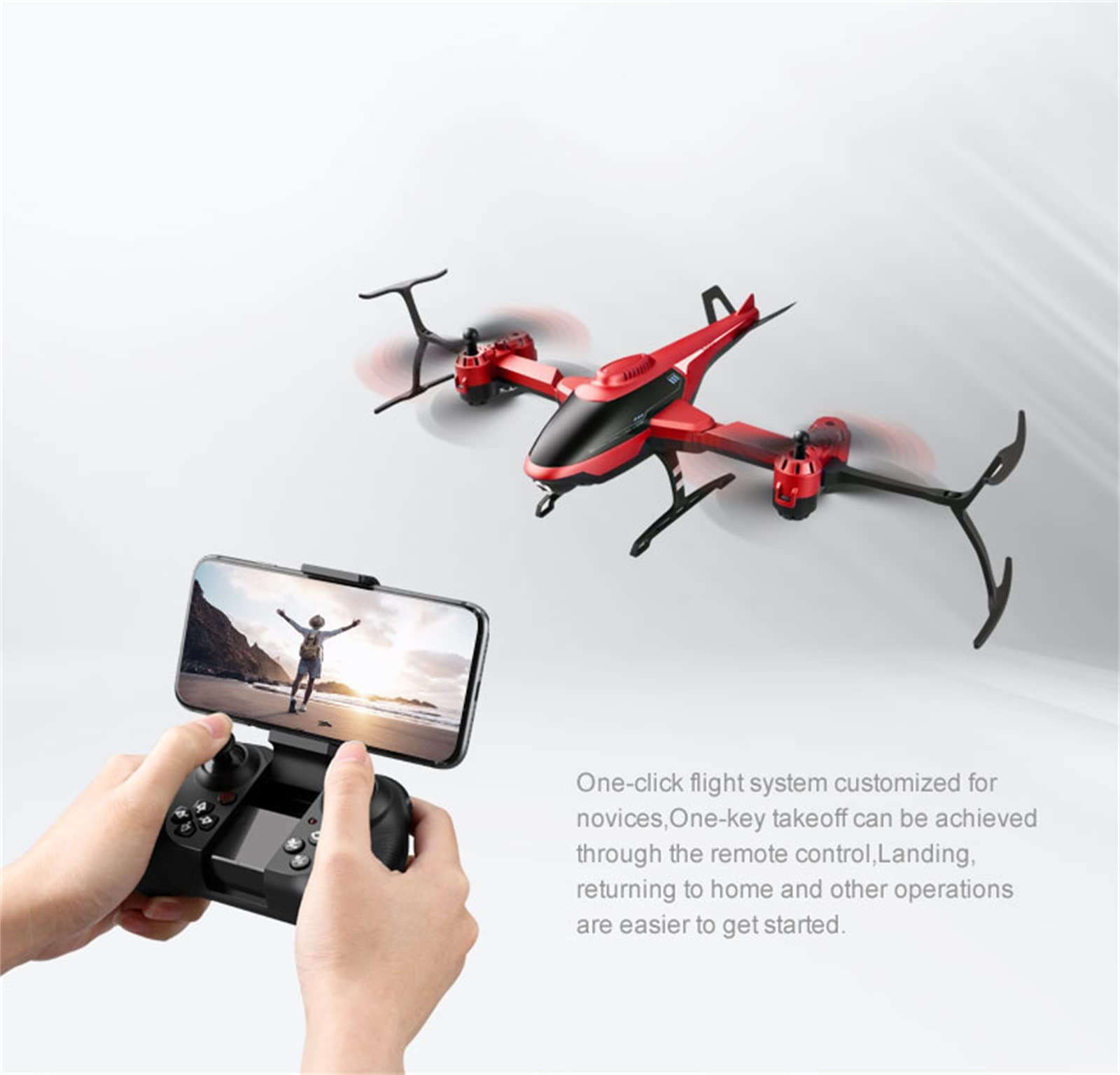 Drone 4k, Mini Drone telecomandato Telecamera Professionale HD WiFi 2.4Ghz Segnale ad Alta frequenza Drone con Telecamera 4k Telecomando Elicottero Quadcopter Giocattolo,Red