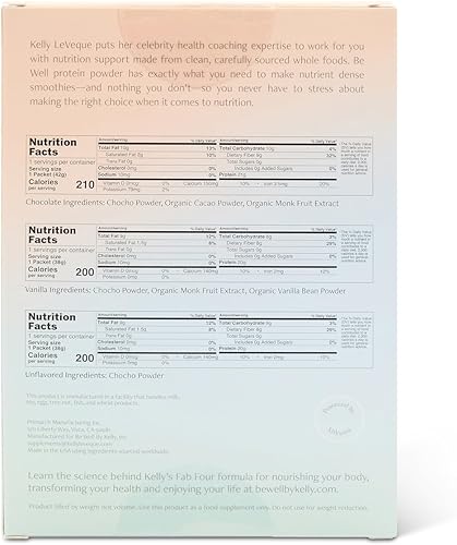 Vista 13 de Be Well by Kelly - Proteína en polvo a base de plantas de vainilla, vegana 0.71 oz de proteína 8G de fibra 0 carbohidratos netos