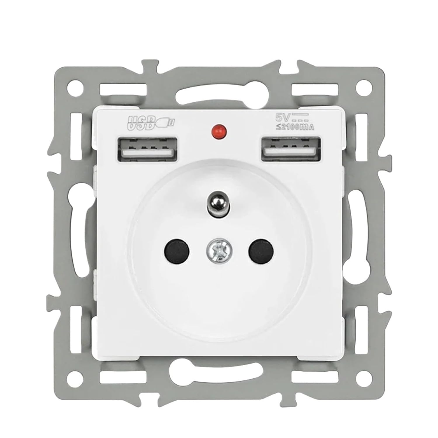 SRAN F6 Series Multiple Frames White Tempered Glass Panel,EU FR UN sockets and switches Dimmer Fan Foot lamp Rj45 Module DIY(FR USB 5V 2A)