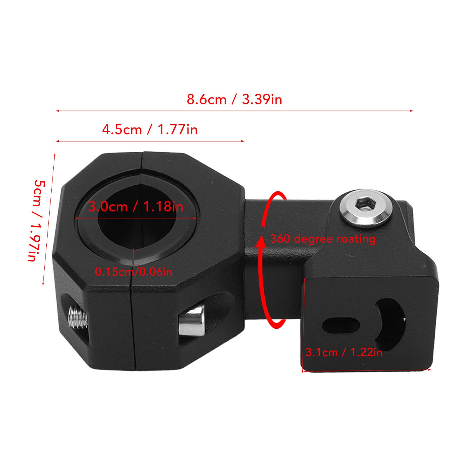 Uchwyt Montażowy Motocykla, Uchwyt Mocujący Reflektor 17 do 33mm Regulowany 360 Stopni Obrotowy Zderzak Uchwyt Lampy do Motocykli Samochody Ciężarówki Ciągniki