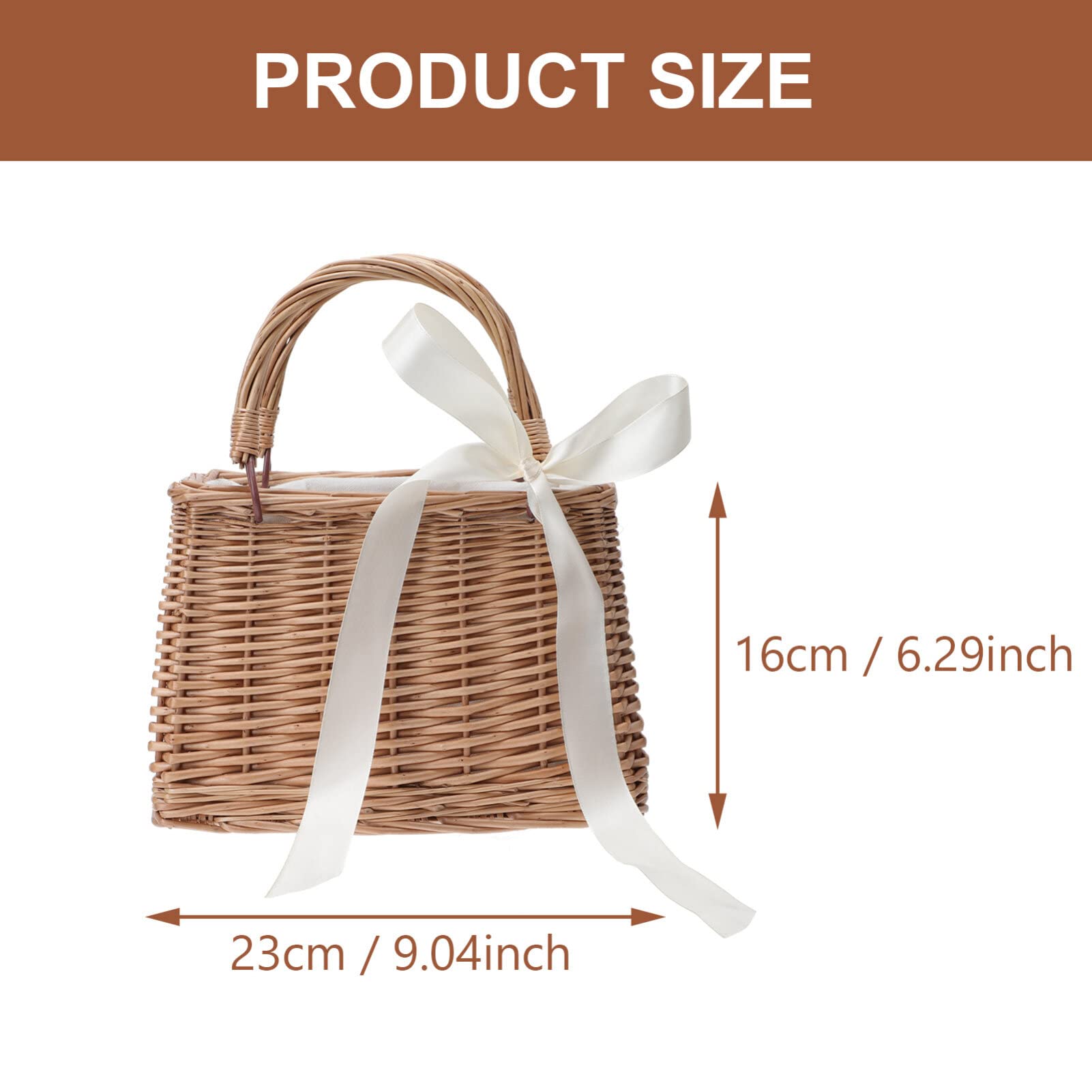 iplusmile Cesta De Mimbre Con Asa Cesta Tejida De Mimbre Bolso De Mano Tejido A Mano Con Soporte Para Flores Bolso Para Niña