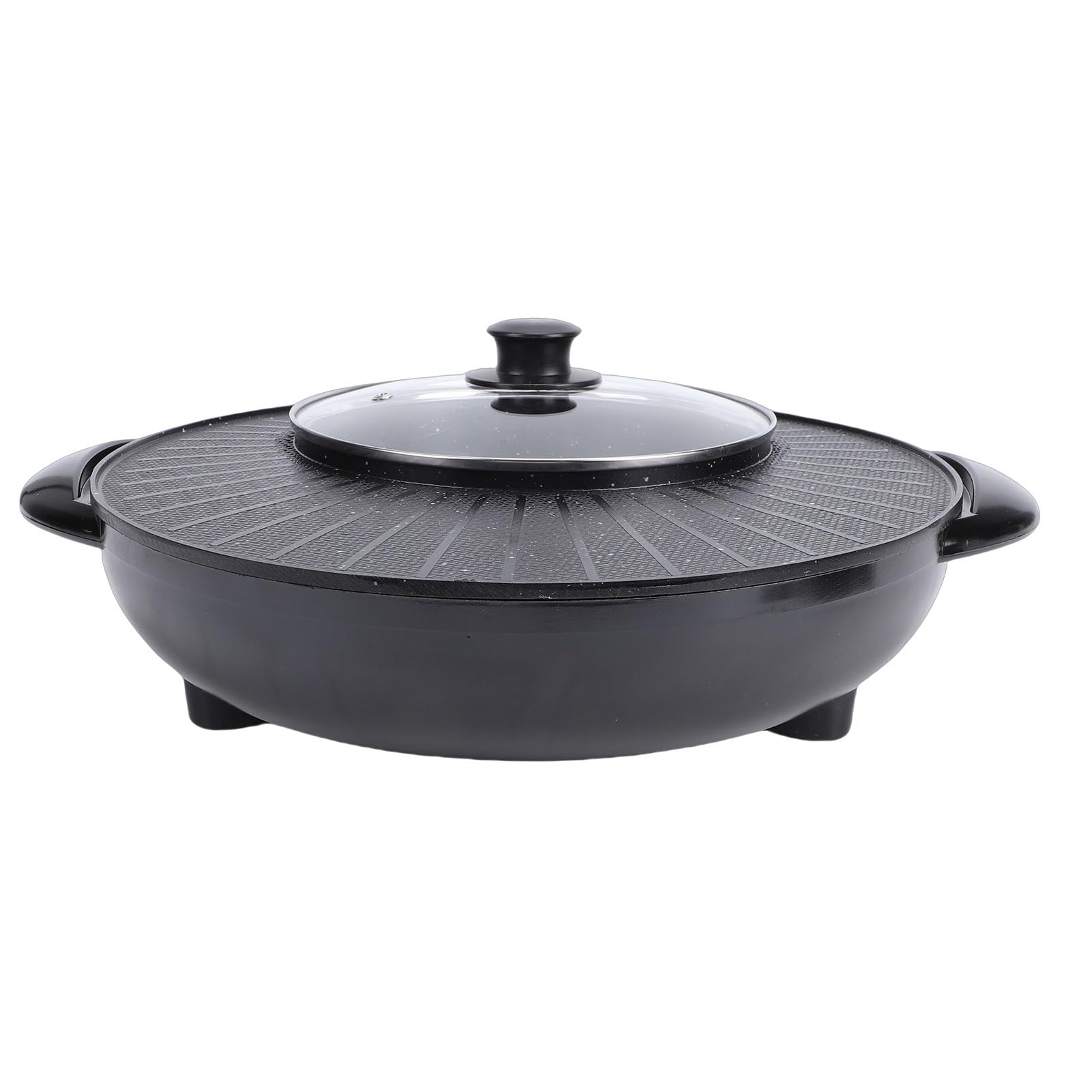 EVGATSAUTO Electric Hot Pot Griddle Electric Grill and Hot Pot Combo with 5 Adjustable Heat Levels for Family Party Gatherings (US Plug 110V)