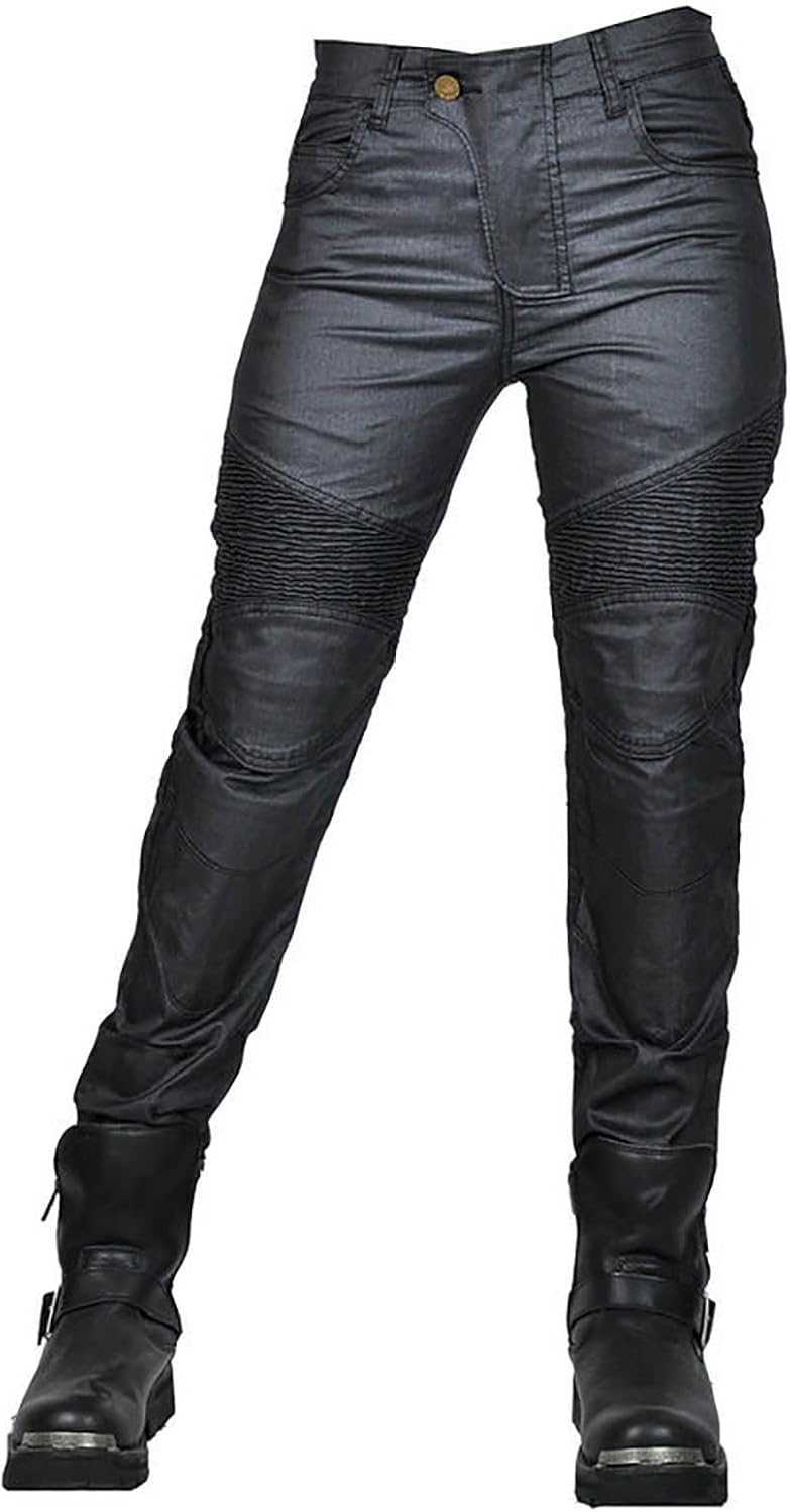 Women's Motorcycle Riding Pants Protective -Scratch Thickened Tear- Jeans with Knee Pads for Casual Sports
