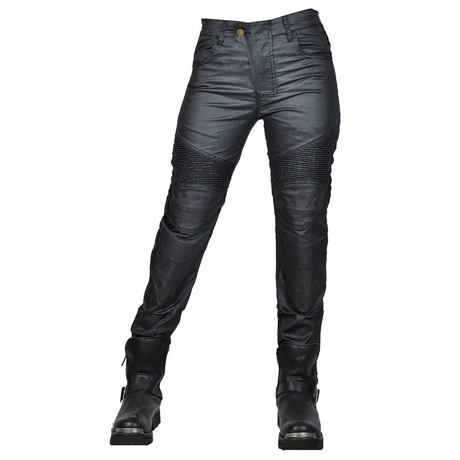 Generisch Pantaloni da moto da donna, slim fit, elasticizzati, in denim, impermeabili, con protezioni rimovibili per ginocchia e fianchi, con protezioni