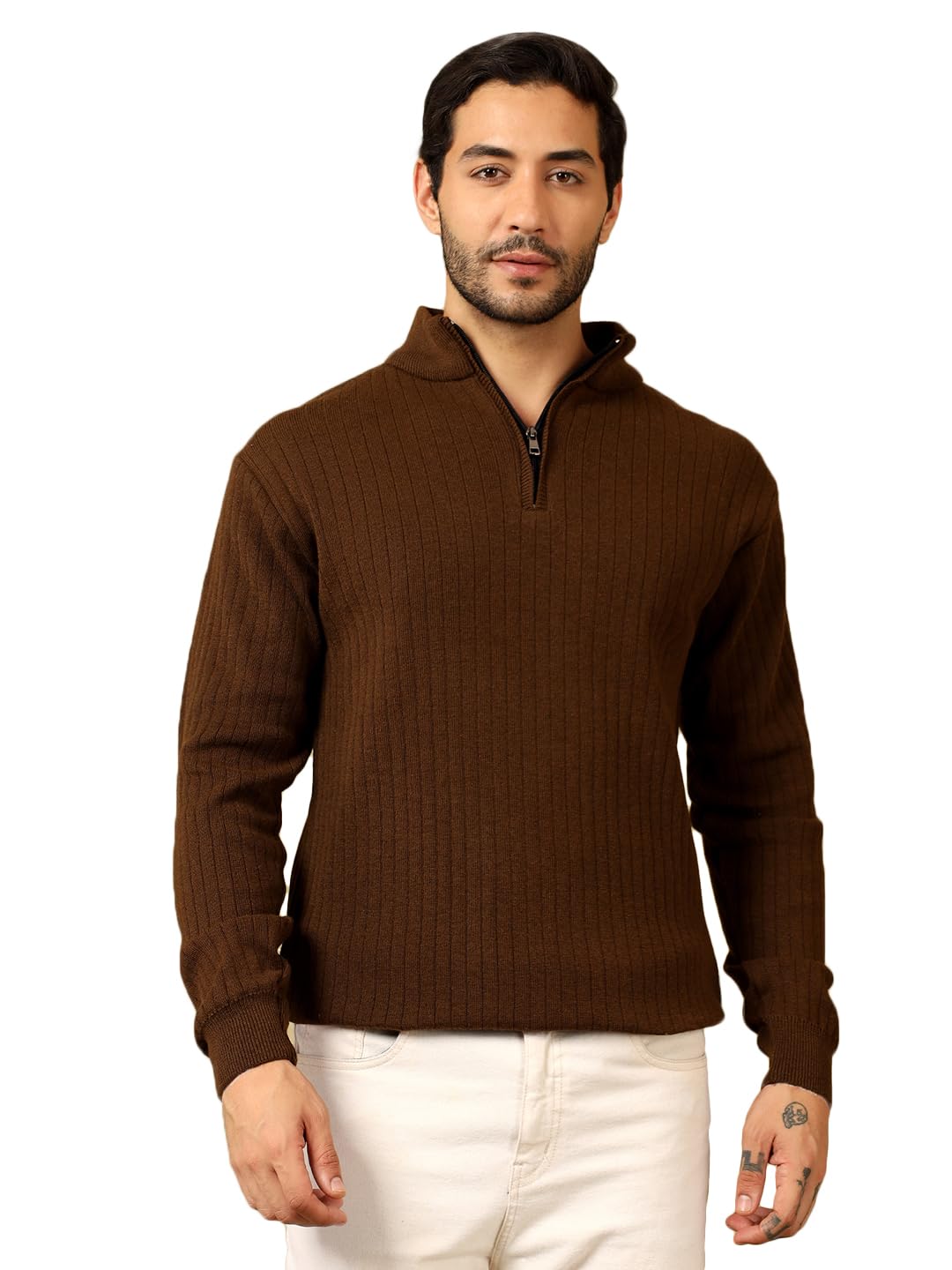 Men Self Design High Neck Sweater-picture-43