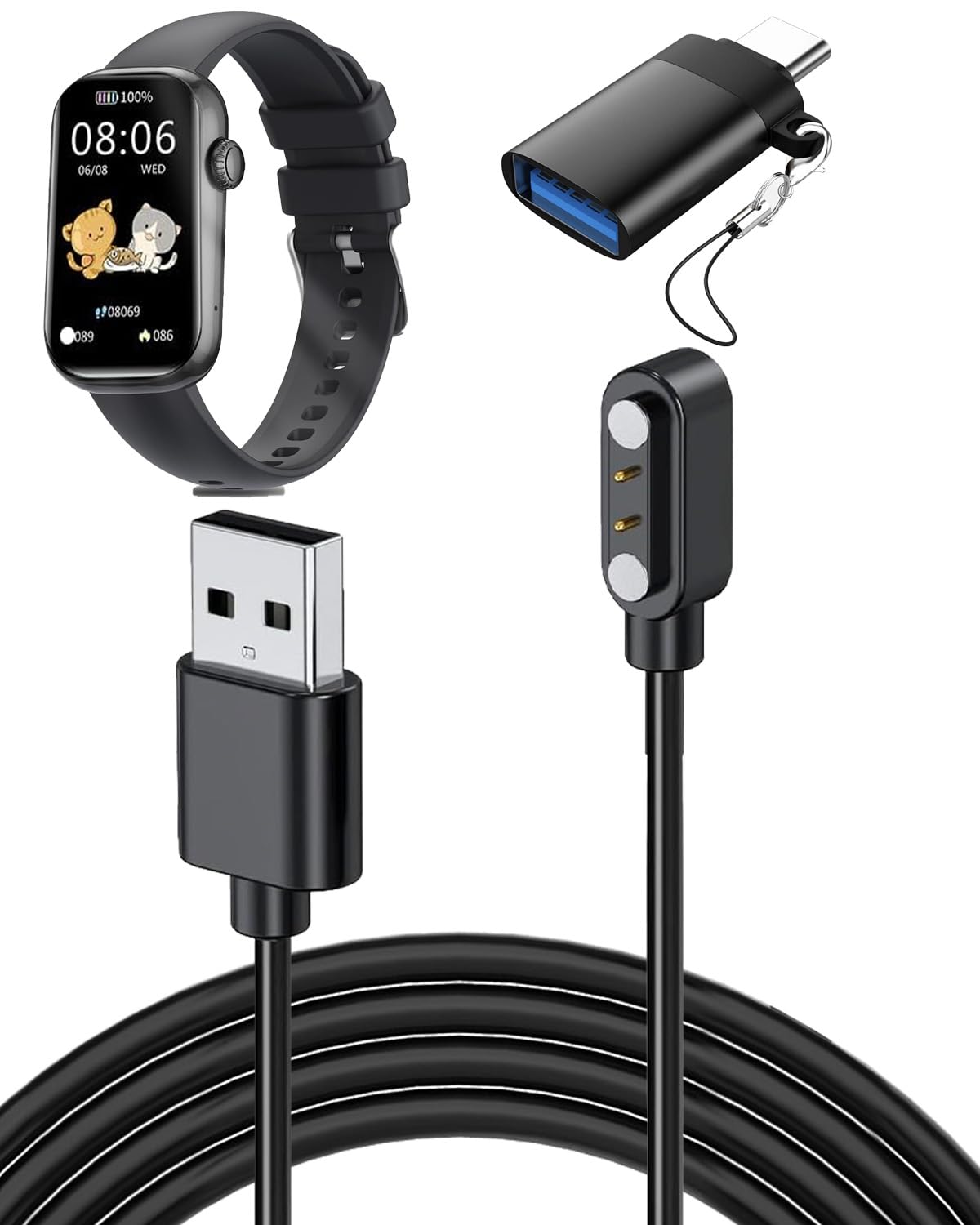 Amazon.co.jp: 【1本】Newluck QS50 対応 スマートウォッチ 充電