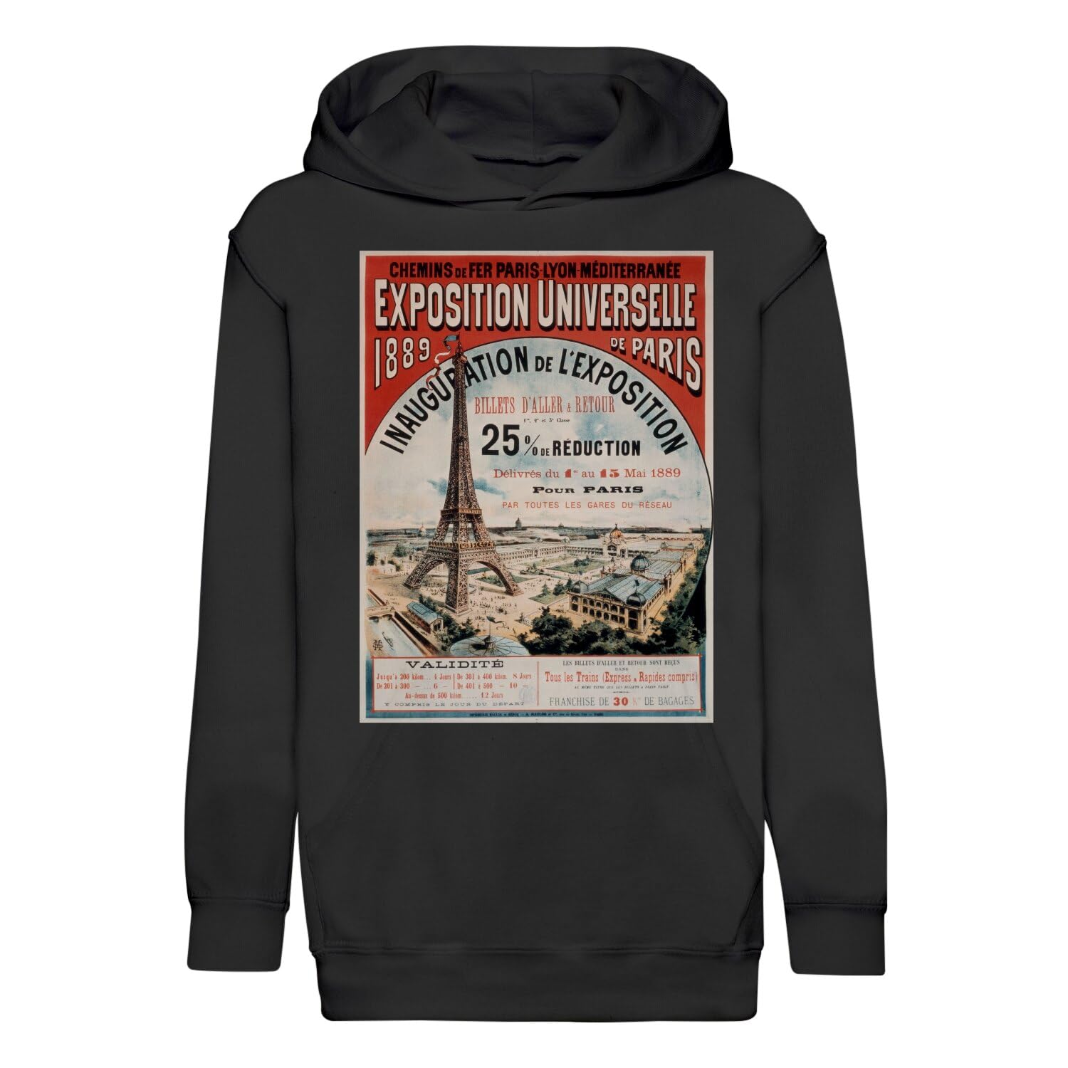 Sweat à capuche enfant Paris 1889 Tour Eiffel vintage premium