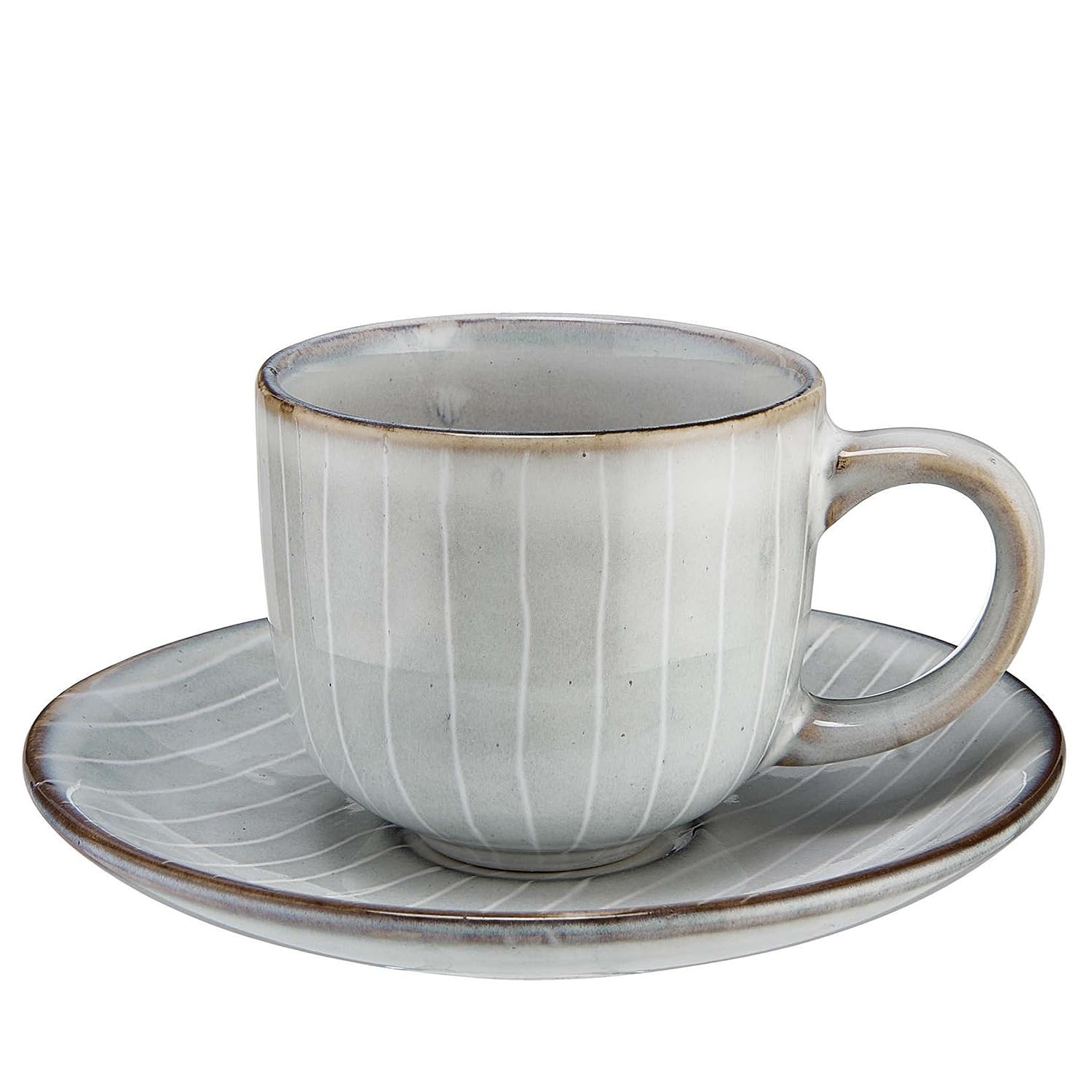 BUTLERS Espressotasse mit Untertasse Steinzeug - HENLEY - | Farbe Grau - 90 ml - Mokkatasse für Espresso & Macchiato
