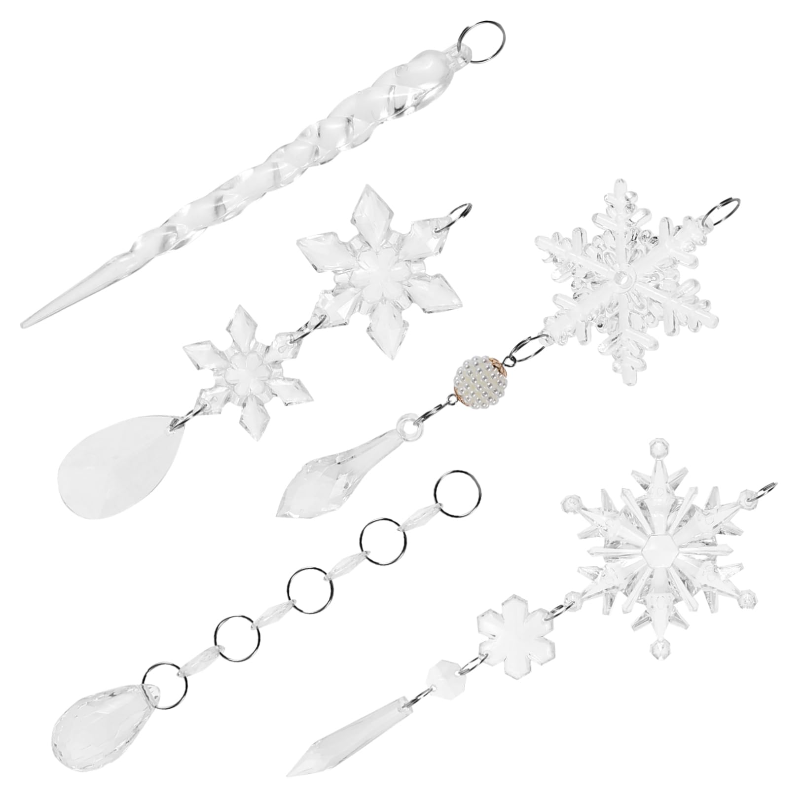 Cabilock 2 Sätze Acryl Transparent Schneeflocke Anhänger Kombi Set Christbaumschmuck Anhänger Weihnachtsdeko Outdoor Schneespray Für Christbaum Weihnachtskugel 18 Stück * 2