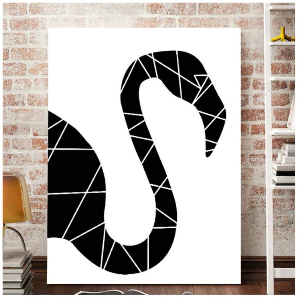 Cuadros modernos abstractos en blanco y negro con diseño de elefante de flamenco, para dormitorio de niños, lienzo de lona para pintar, 50 x 70 cm, 3 piezas, sin marco