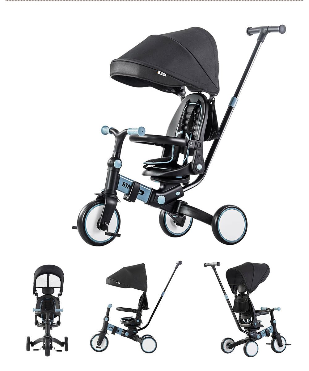 Chic子供用三輪車折りたたみ式ベビーカー 手押し棒付き 7in1 6ヶ月~6歳