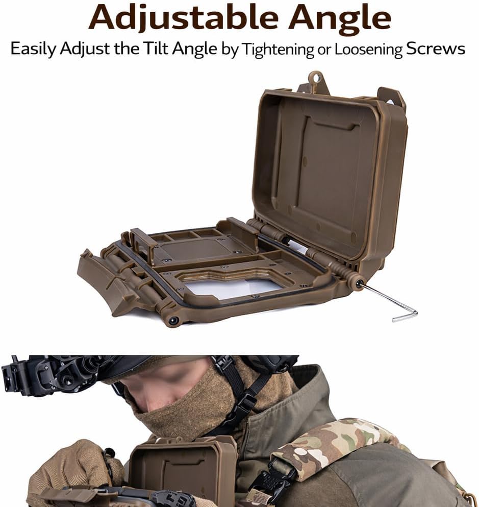 MOLLE-Compatible Phone Mount Case with Quick-Release Flip Cover, Clear Viewing Window, Adjustable Angle, Fits Most Smartphones, for Tactical Gear, Airsoft, Outdoor Use Camouflage