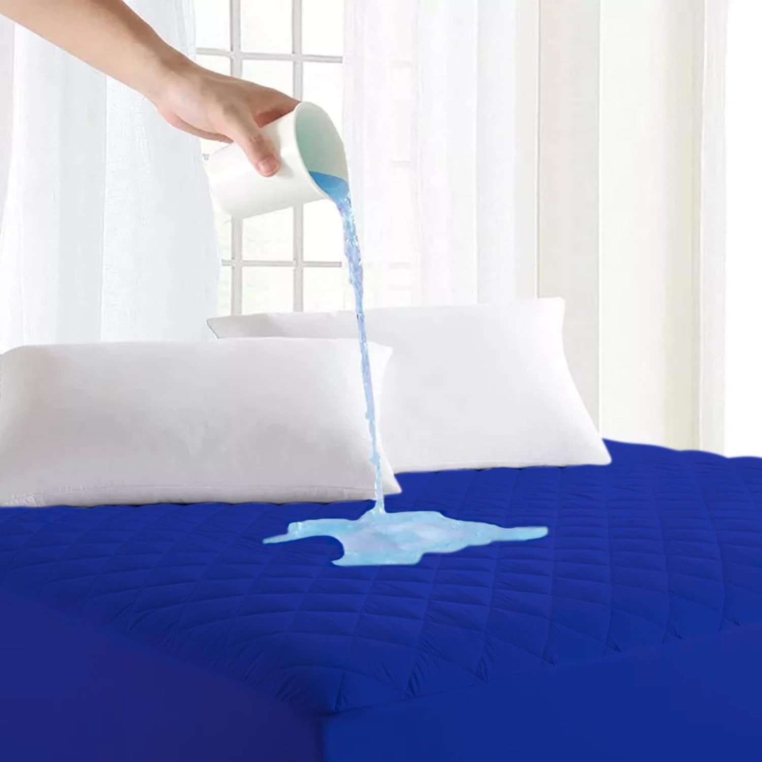 Queen XL Size Mattress Cover - 100% Waterproof Mattress Protector - Polycotton Fitted Style Elastic Bed Cover - Soft & Breathable - Easy Care (Queen XL - 66X78 inch | 5.5X6.5 feet, Navy Blue) (B0B712QWN9) Amazon Price History, Amazon Price Tracker