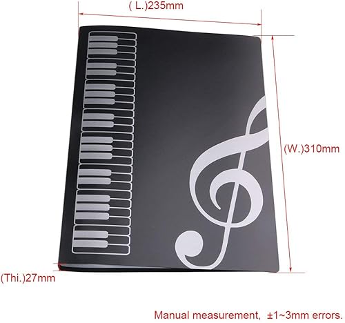 Miniatura 17 de Carpeta de archivos de música tamaño A4, carpeta de partituras de papel, documentos, temática musical, 40 bolsillos, carpeta de almacenamiento
