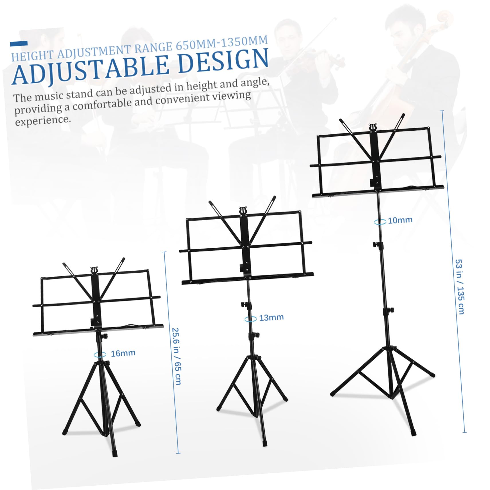 Spartiti Musicali Pieghevole Portatile in Ferro con Altezza e Angolo Regolabile Supporto Robusto per Pianoforte Chitarra e Tastiere Stand per Spartiti e Libri Musicali
