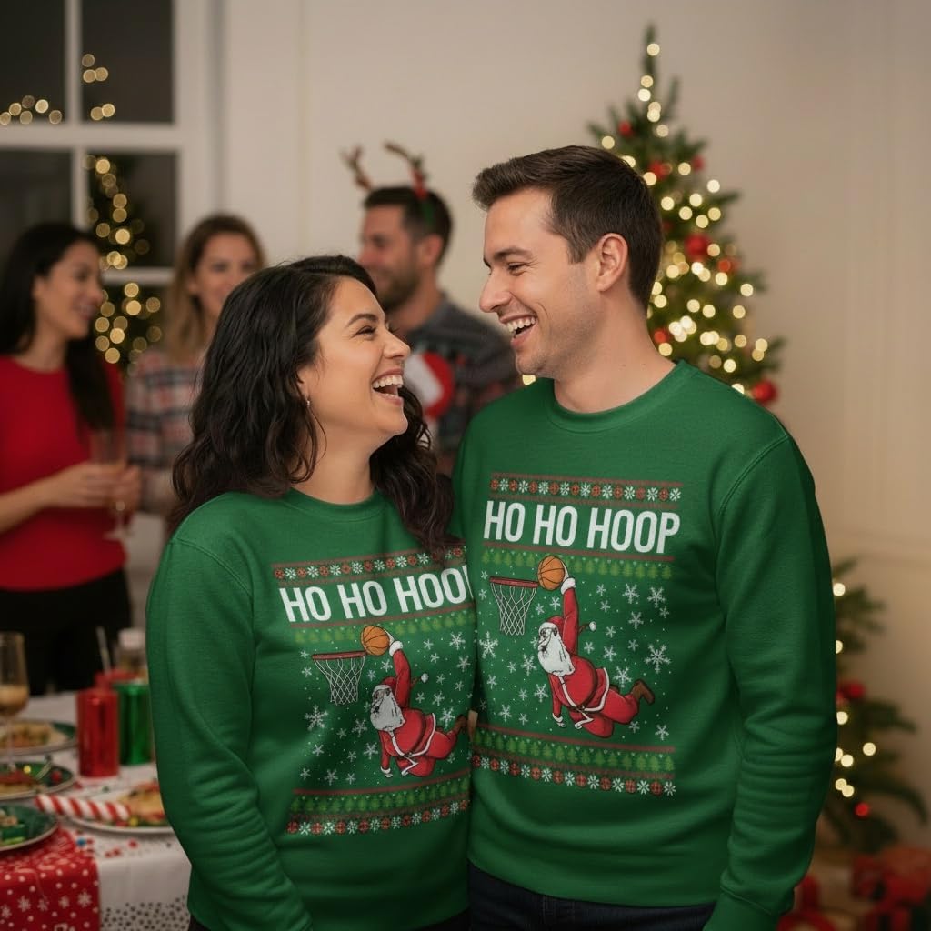 Tstars Merry Swishmas Basketball Sweatshirt for Men Funny Ugly Xmas Sweater Style Holiday Pullover Gift for Players