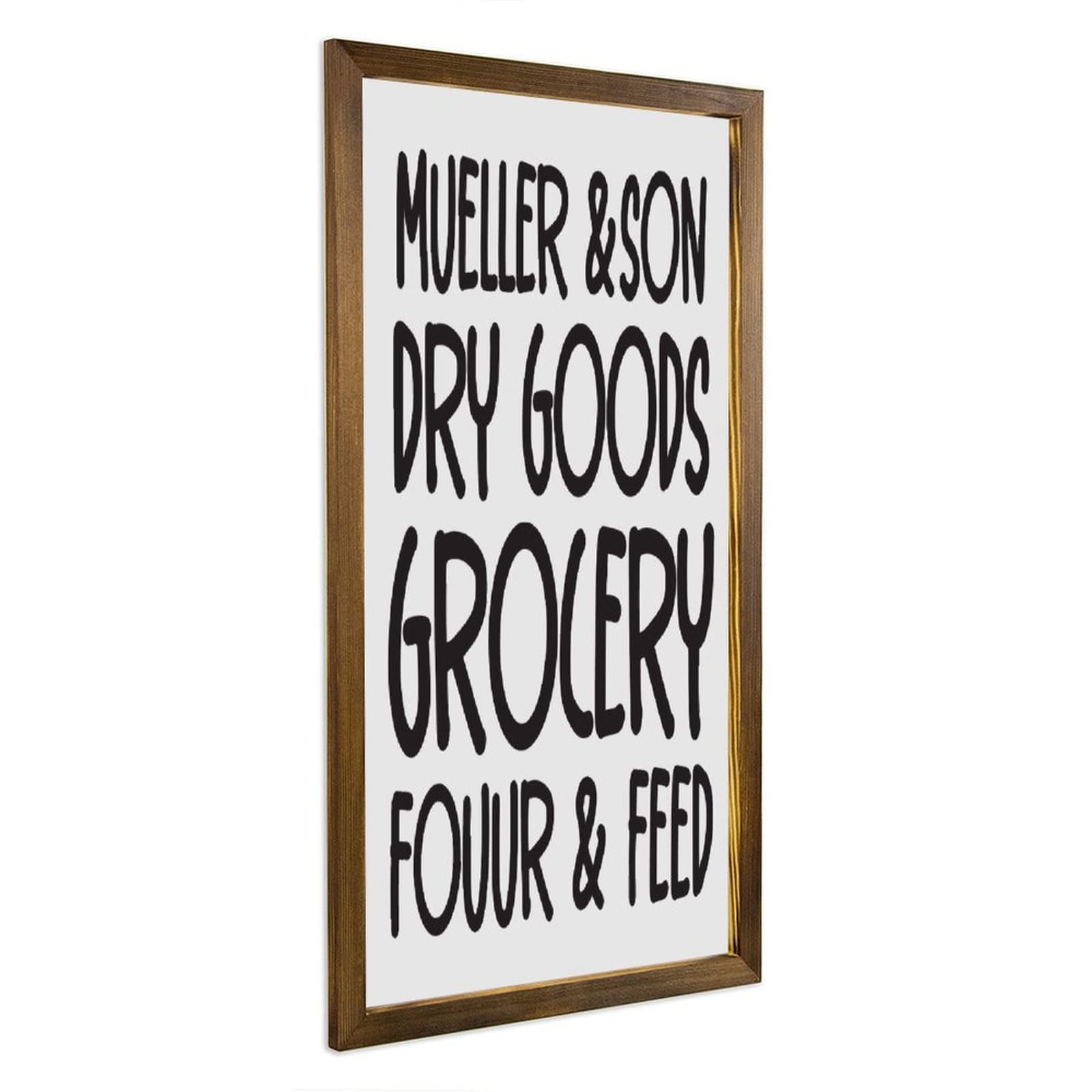 by Unbranded Mueller & son Dry Goods Grocery Fouur & Feed Farmhouse Wanddekoration Schilder mit Sprüchen rustikaler Holzbilderrahmen dekoratives Schild 30,5 x 55,9 cm