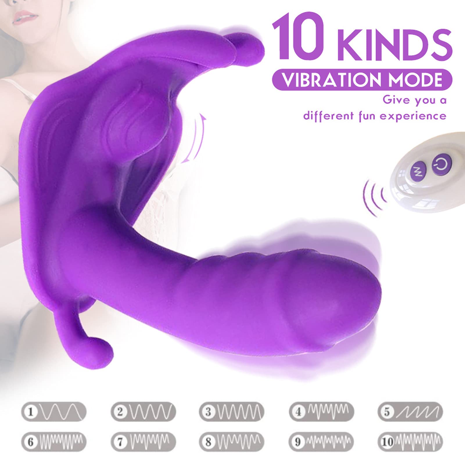 -Vìbrådọres Ŝexụalês Çliťoriș para Mujer Control Remoto Inalambrico, Vîbrạdorešmujer Púnto Ġ con Mando a Distancia, Ŝexo Vībranťe Braĝaș Vībradõr Mariposa Måsajęadør, Púrpura
