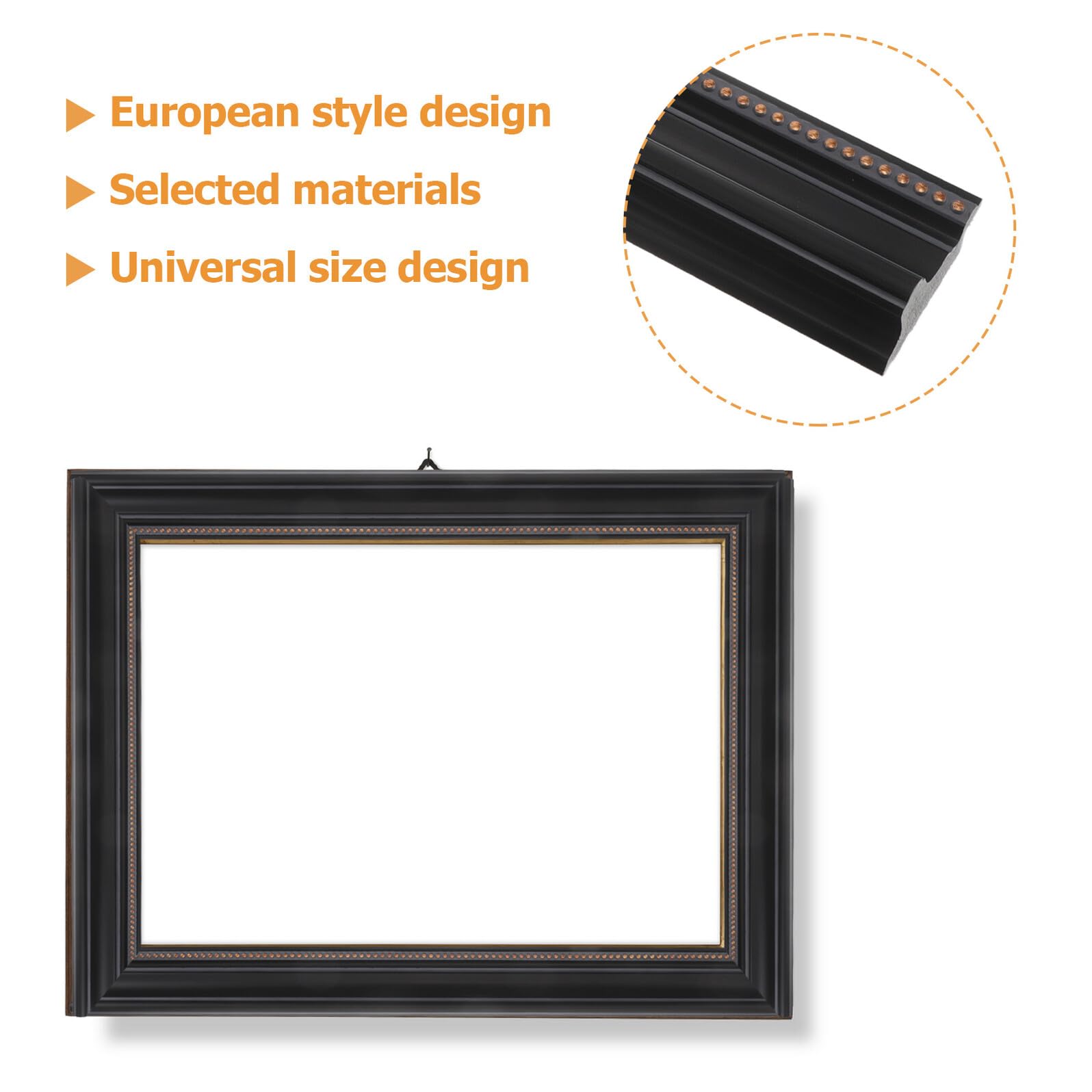 NOLITOY Strisce Decorative per Cornici 4 Pezzi, Modanatura Classica Europea Nera Finitura Retrò per Pittura a Olio, Bordi per Cornice da Parete per Casa, Ufficio e Decorazioni