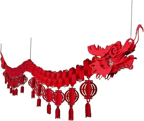 Esquirla Decoraciones de techo de dragón de año nuevo, dragón de papel colgante, dragón de papel chino 2024 para tiendas de restaurantes de año