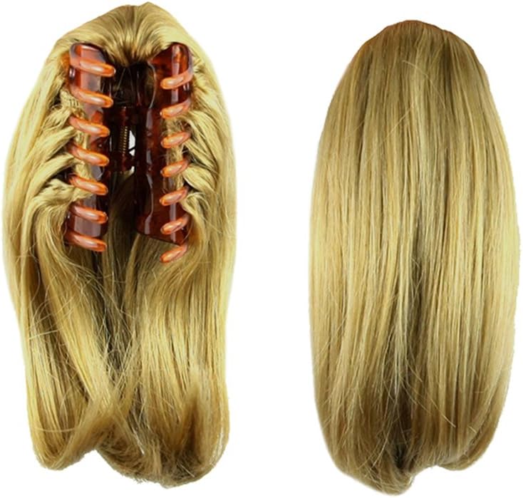 USIX 9.8" Claw Ponytail Handy Jaw Pony Tail Clip in Straight Hair Extension Nature Looking Heat-Resisting Ponytail Extension(B1011)