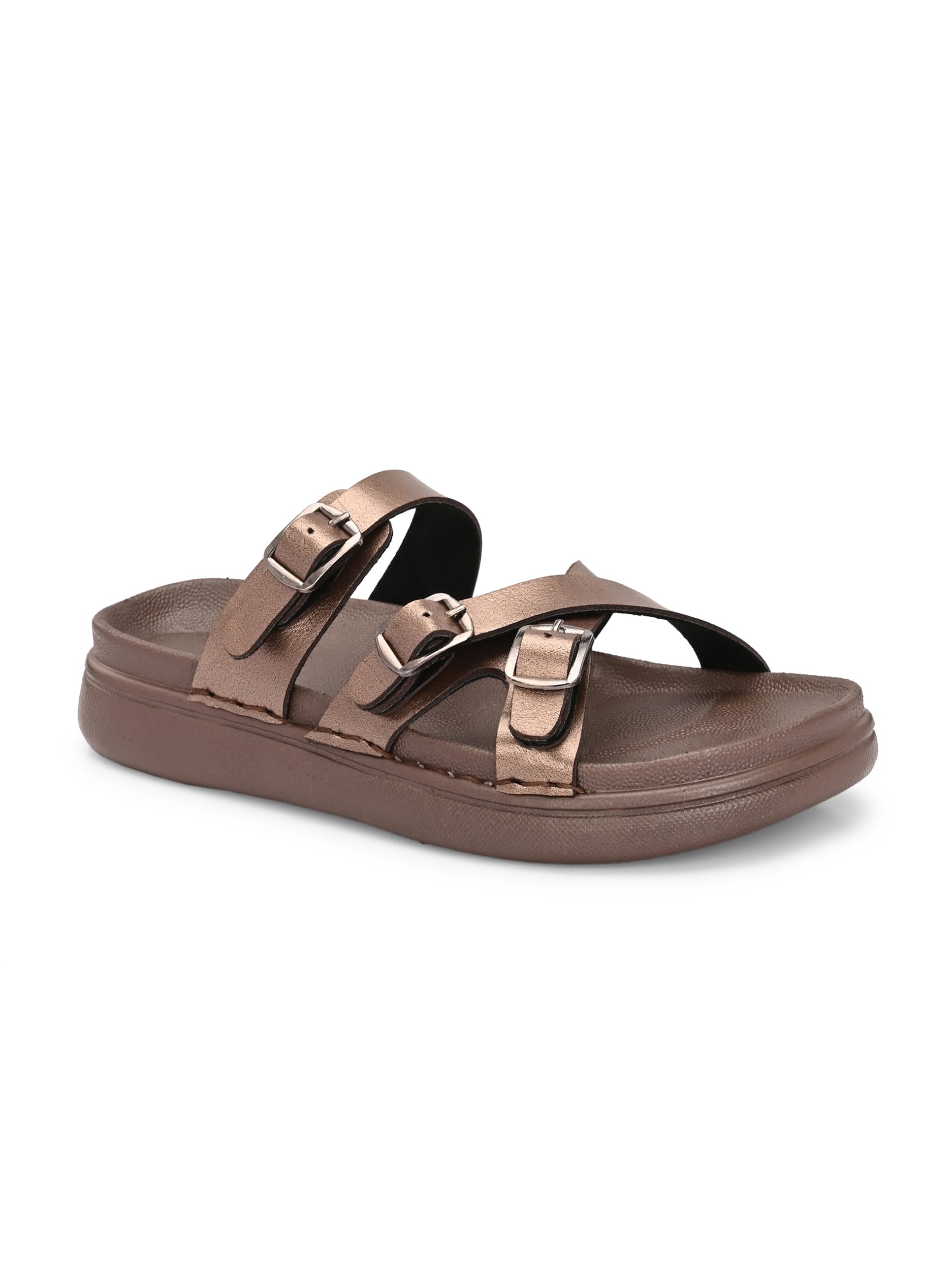 Women Sandal | Flip Flop Cross Streps | Metallic Gold Flat Sandal-image-20