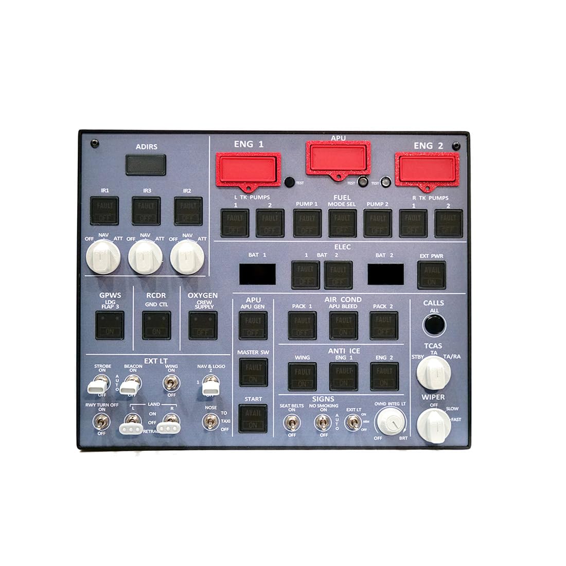 Rowsfire A107 A32X MAX Light OVHD Overhead Panel for MSFS 2020/2024 (Backlit+Metal Housing+Tactile Switches Edition) - Flight SIM Home Cockpit