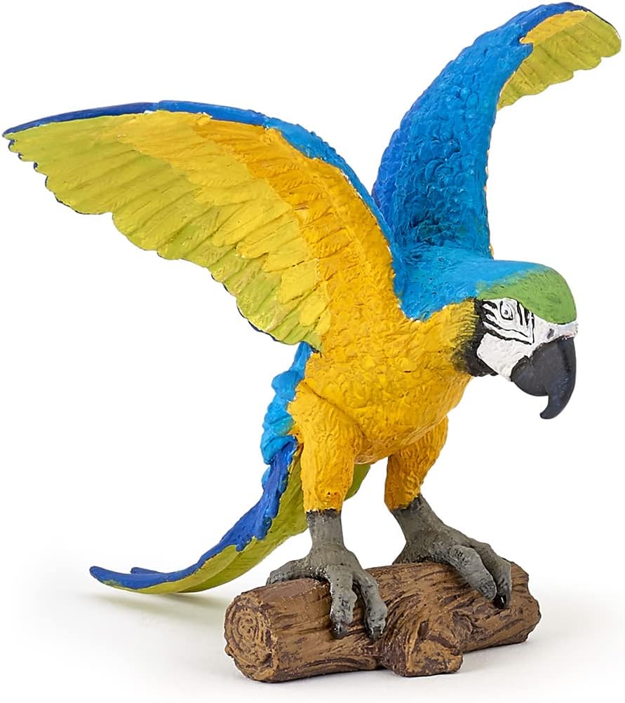 Realistic Blue Macaw Parrot Figure - Ages 3+ - Wild Life Collection - Educational Play Exotic Birds - Gift Idea Toy for Girls and Boys - 3.5 in X 3.7 in X 3.0 in