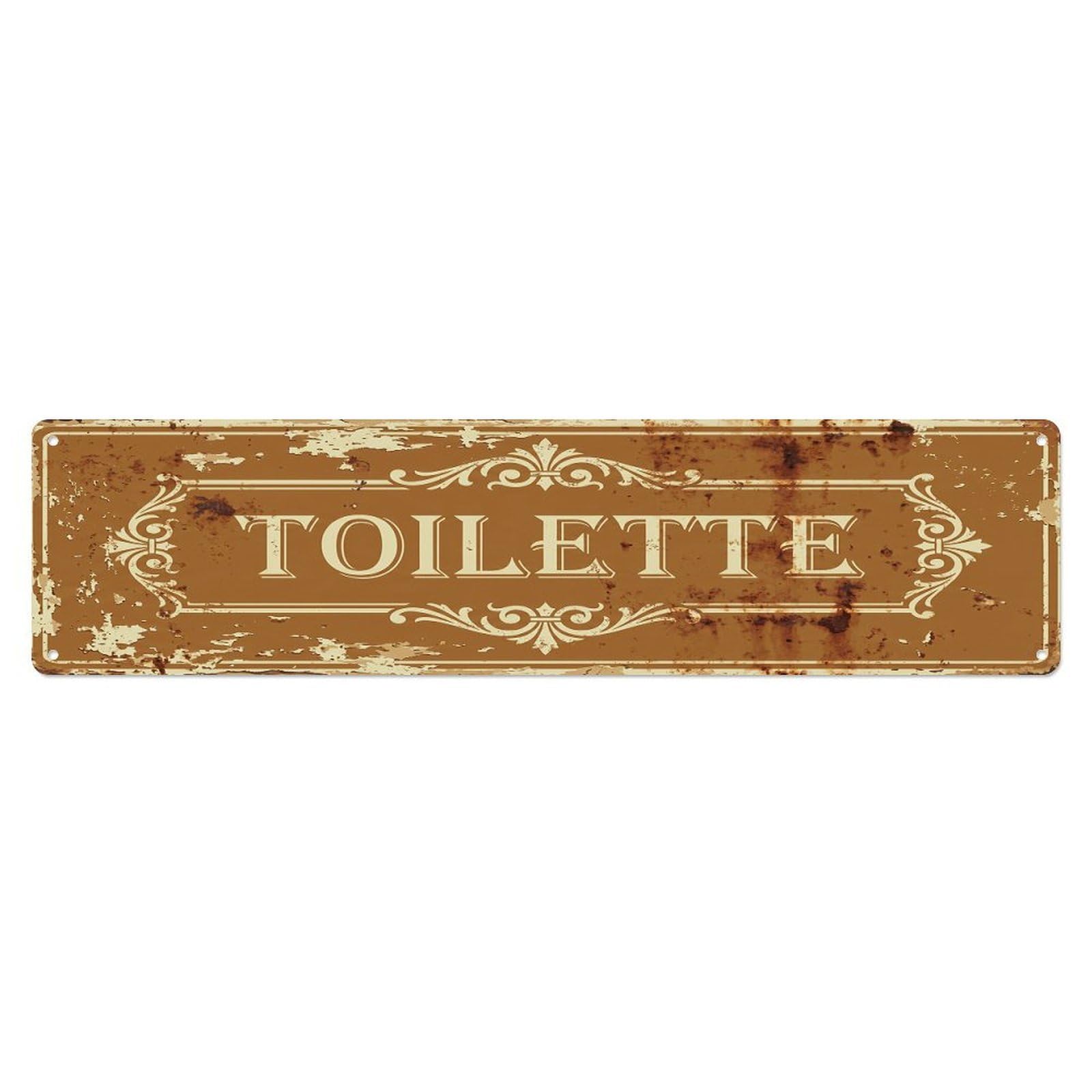 Weathered Warm Cafe Lavatory Toilet(WC) Door Metal Tin Sign Plaque Wall Decor for Cafe, Club Bar, Office, Home Garden Metal Poster 4x16Inch