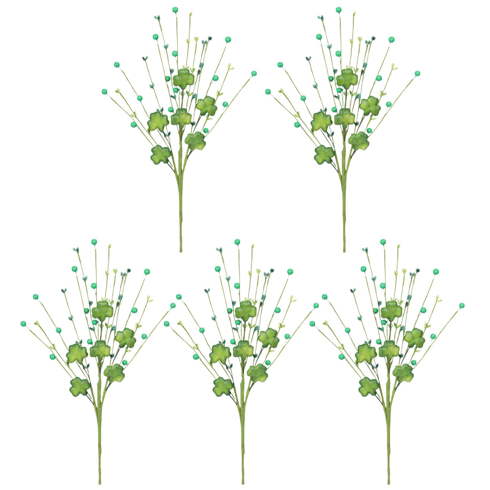 Kangnice Of 5 Faux Shamrocks Sprigs with Berries for Irish Themed Wedding Decorations Artificial Flower Arrangements Shop Window Displays