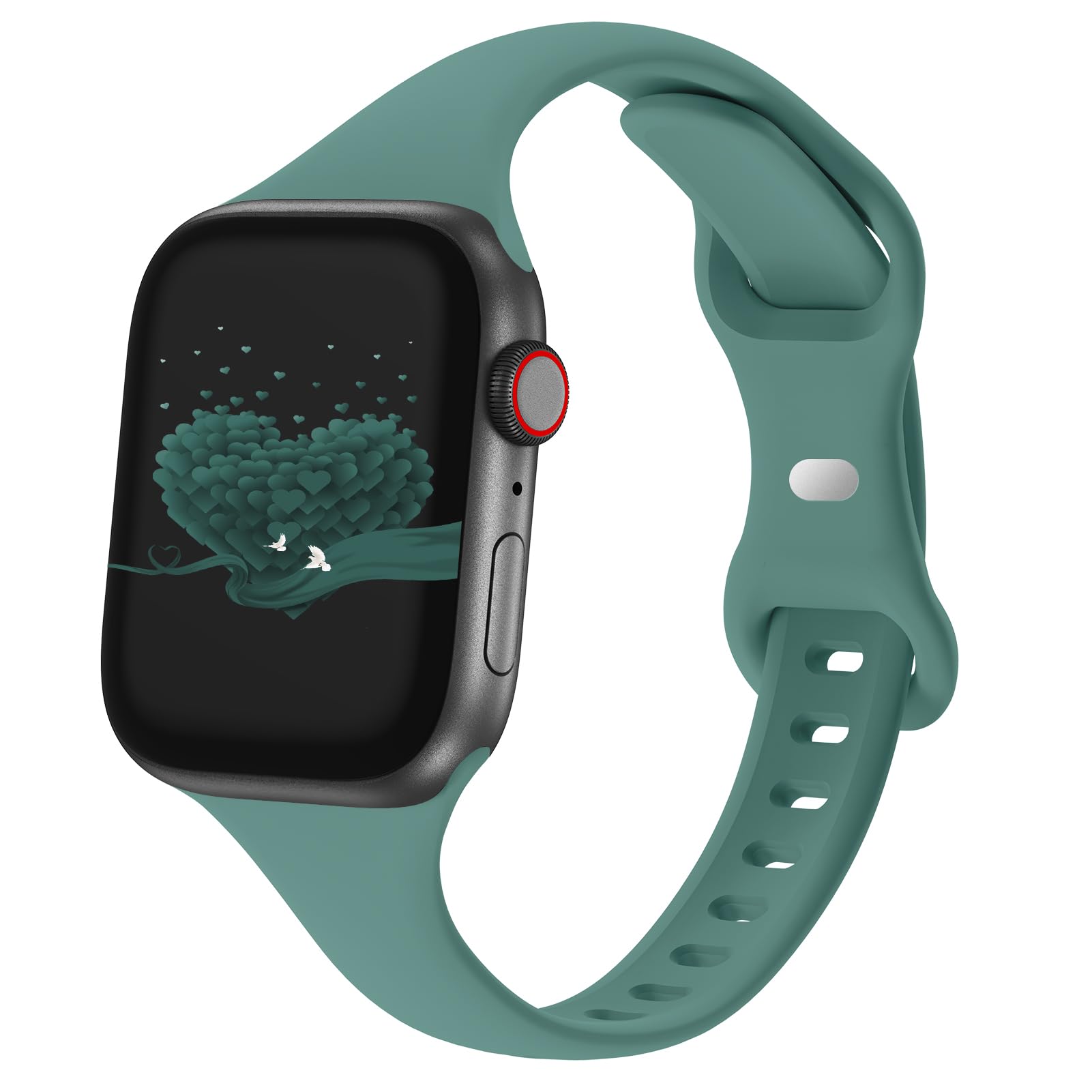 Slim Thin Narrow Band Compatible with Apple Watch 38mm 40mm 41mm 42mm 44mm 45mm 46mm 49mm, Replacement Soft Silicone Sport Strap Wristbands for iWatch