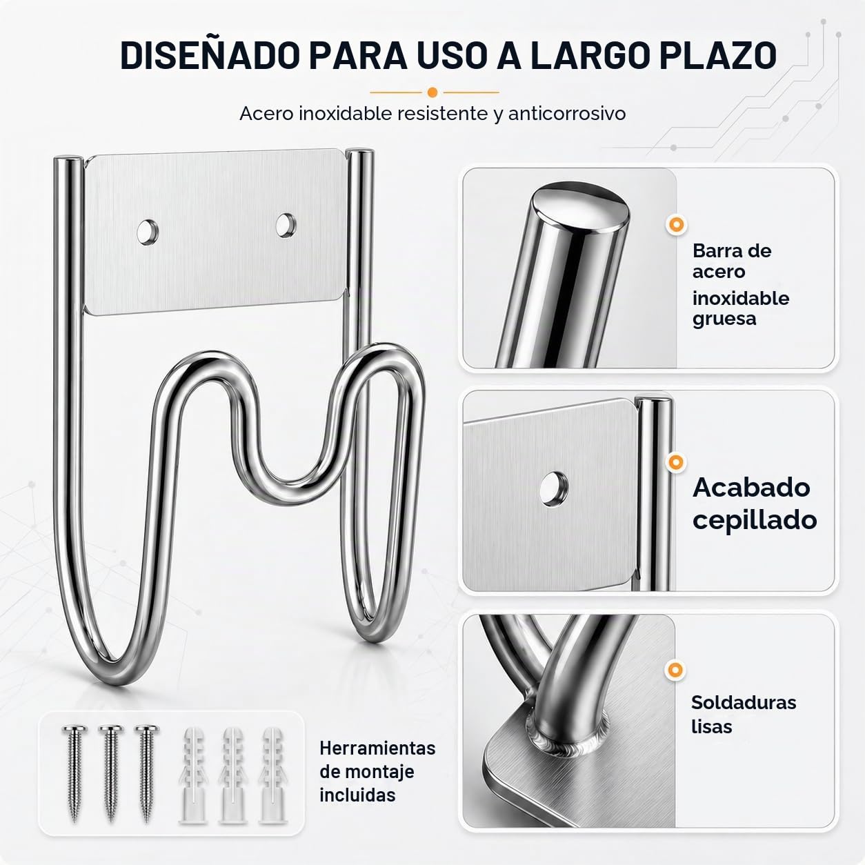 2 Pieza Soporte Manguera Pared, Soporte para Manguera de Jardín, Soporte Manguera Jardín, Soporte Manguera, Resistente Colgador para Cable Extensión, para Jardín, Garaje, Taller