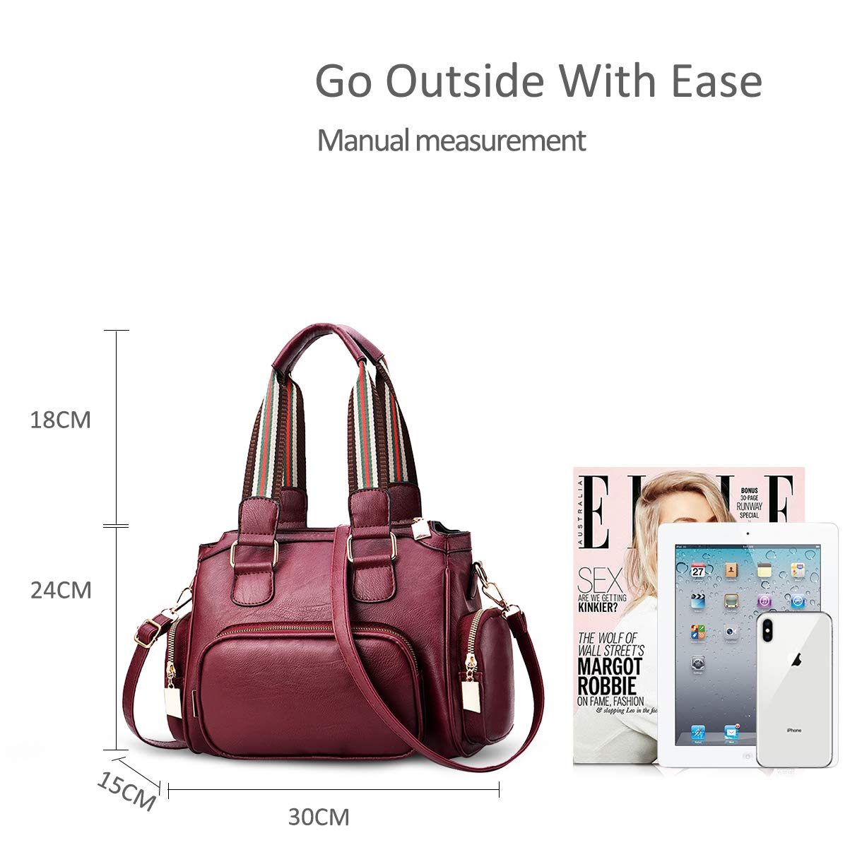 WolFum Nuove borse a mano da donna e borsa a tracolla Borsa a tracolla in morbida pelle con tasche multiple Raddoppia il comfort