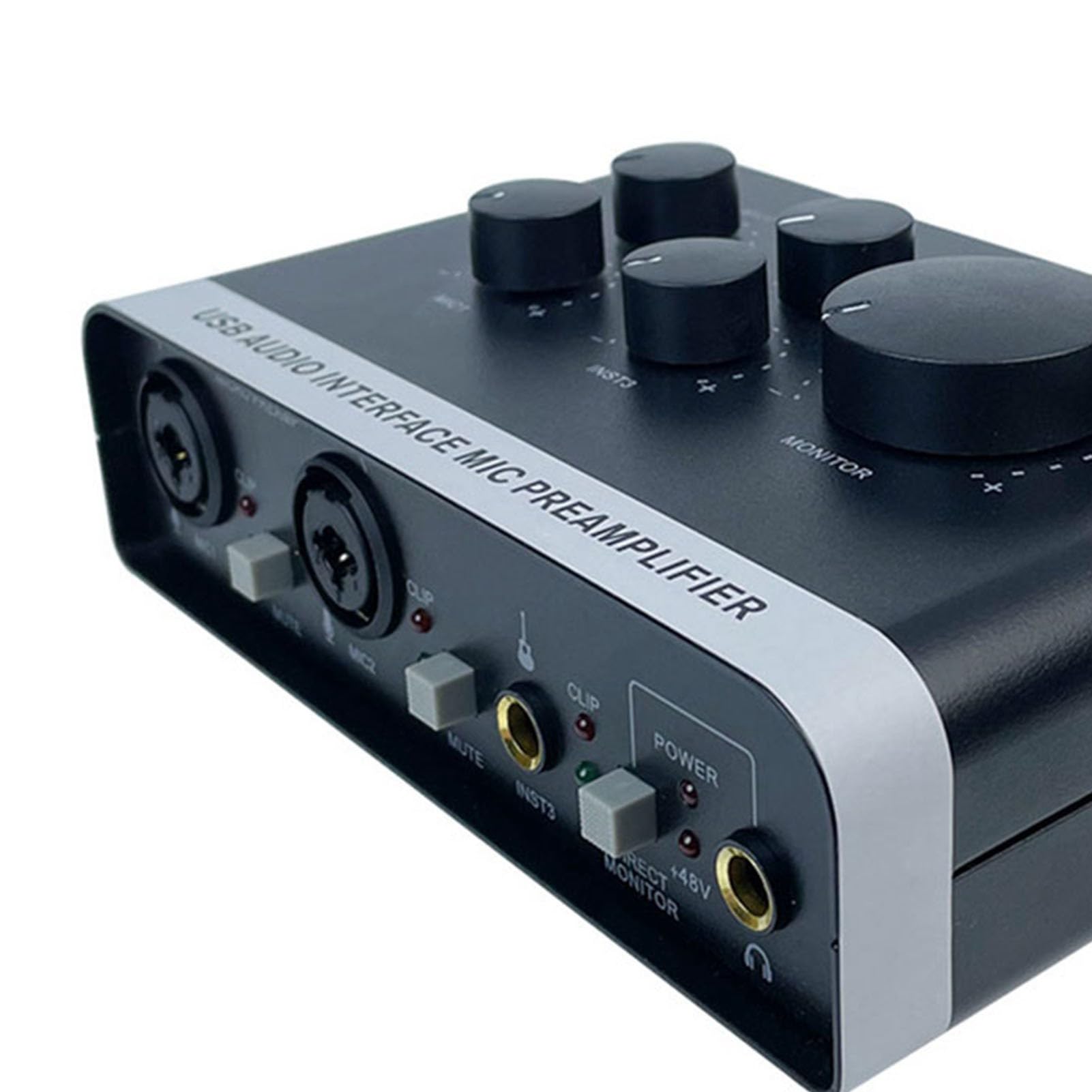 KIMISS Interfaz USB de Potencia de 48V para Podcasting de Grabación de PC y Transmisión de 2 en 2 Out Preamplificador de Mezclador de Sonido Profesional