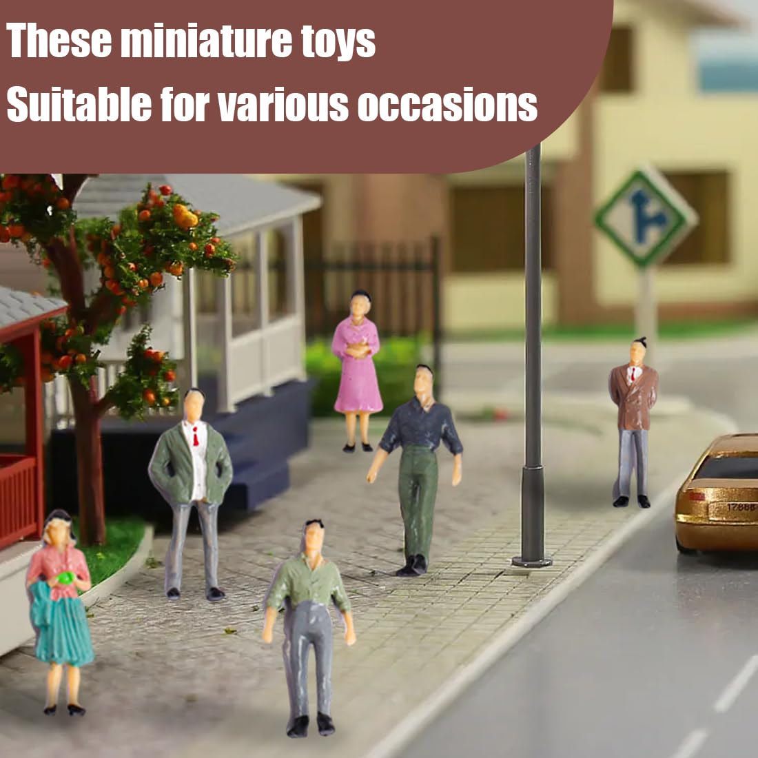 NHQZ 13 Pezzi Mini Figurine Modello in Scala 1:50 dei Treni Architettonici, Figure di Persone Dipinte in Plastica