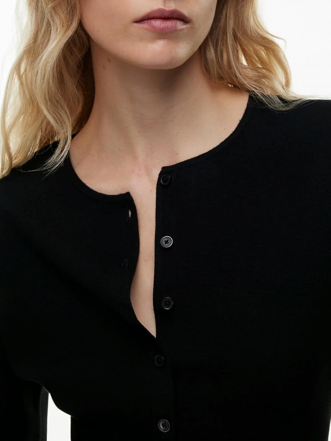 Womens Cropped Sweaters Fall Button Down V Neck Long Sleeve Pullover Solid Casual Ribbed Knit Slim Fit Cardigan - Image 5