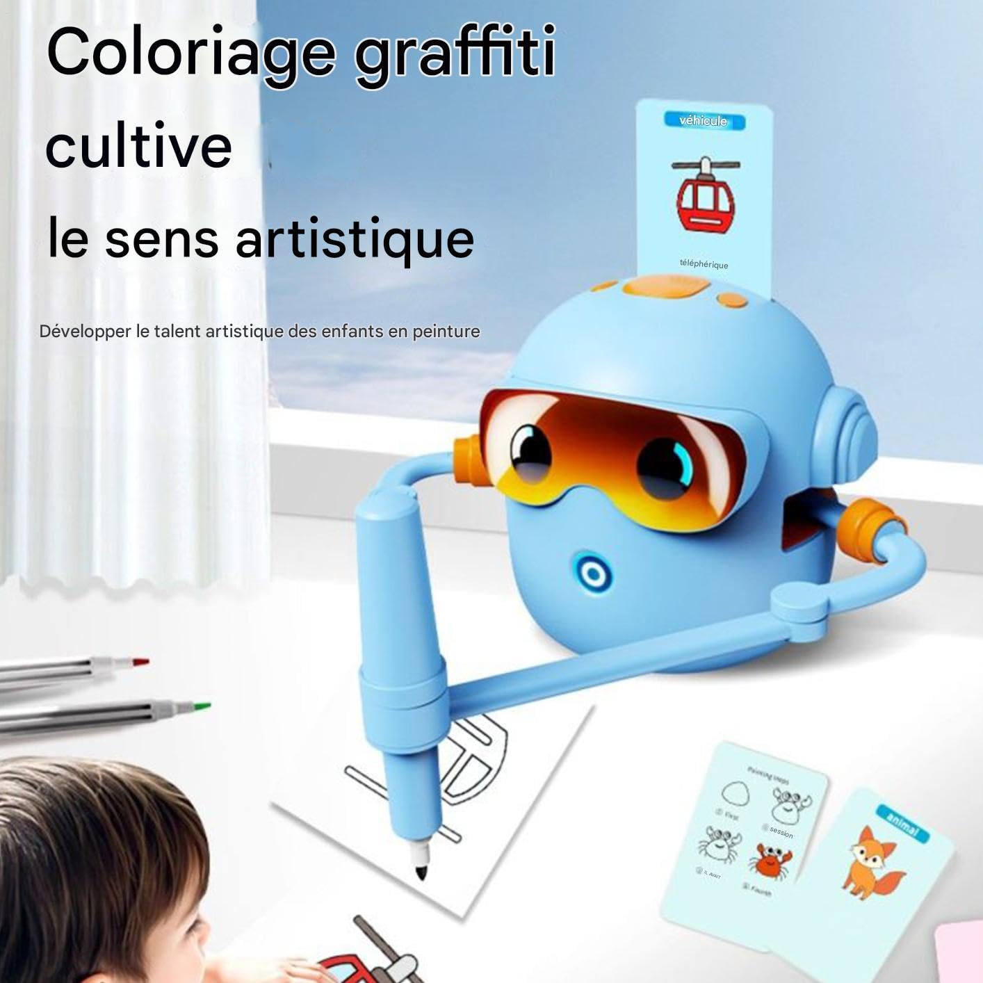 Robot Inteligente De Dibujo Con Guía De Voz Y 100 Tarjetas | Robot De Dibujo Para Niños Diseñado Para Niños Y Niñas, Para , Viajes Y